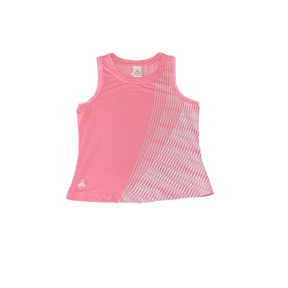 Adidas Climalite Y2K Signature Womens Pink Graphic Tennis Tank Top Sleeveless M